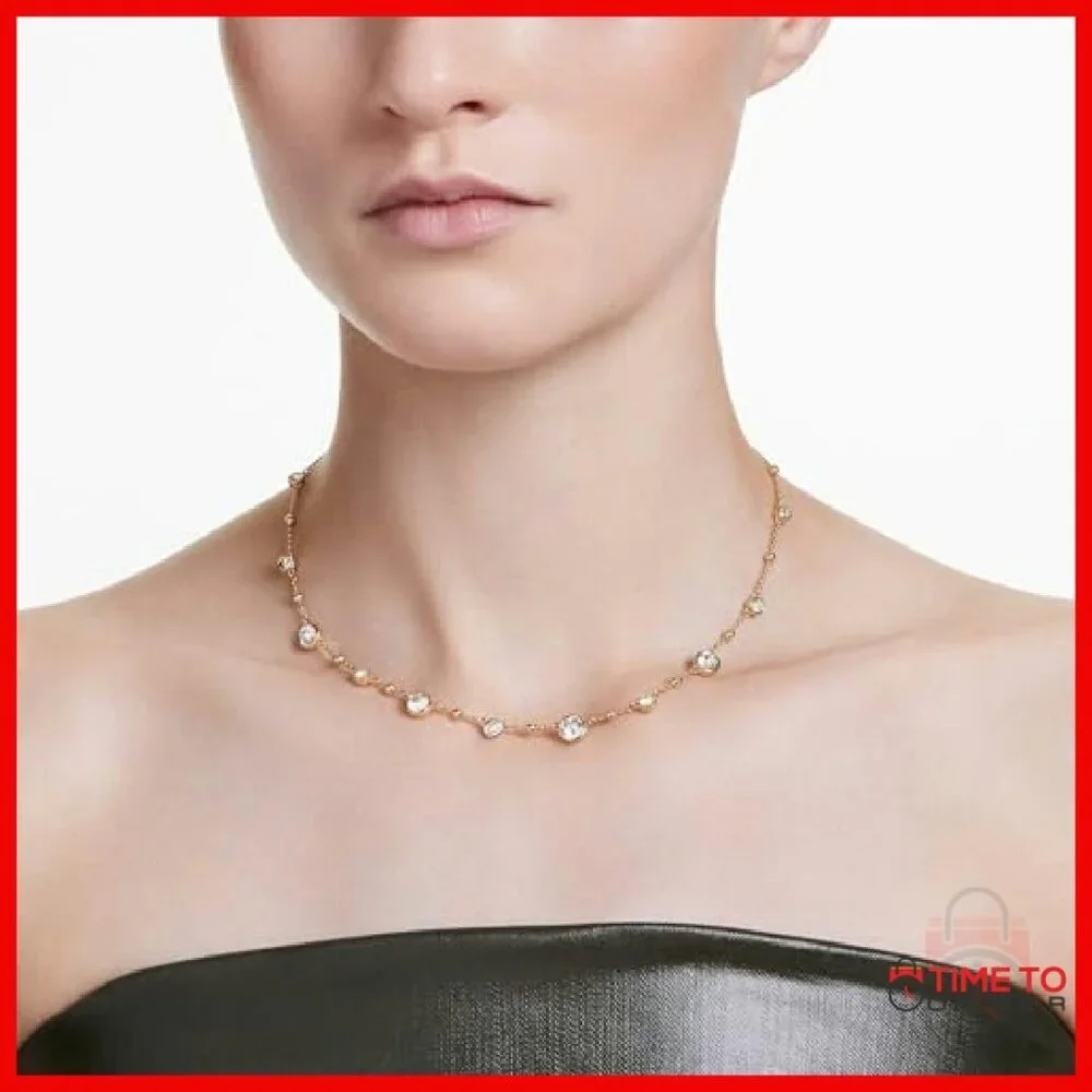 Gold-Tone Crystal Necklace with Lobster Clasp, 14.96 Inches